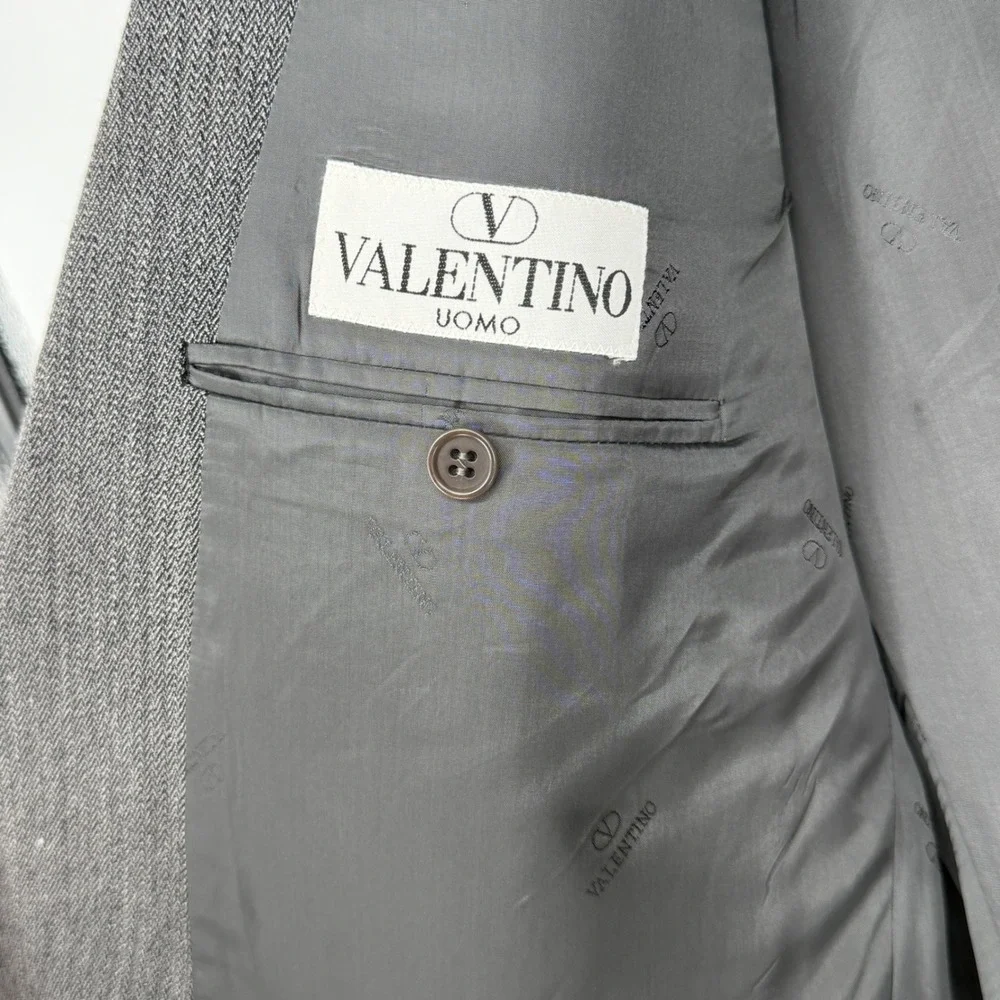 Valentino Uomo Gray Wool Blend Sport Coat‎ Blazer Made in Italy Holes 46R